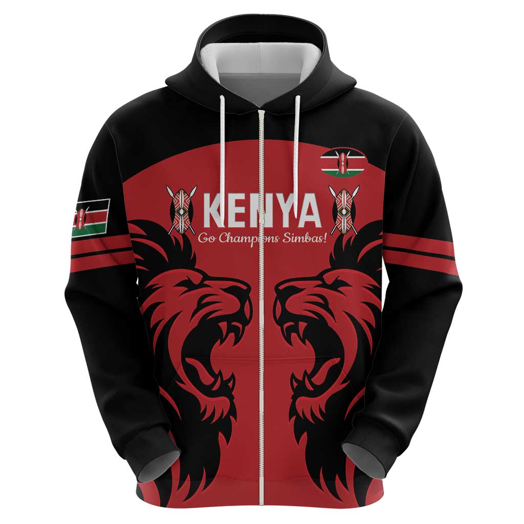 Custom Kenya Rugby Hoodie 2024 Go Champions Simbas - Red LT14