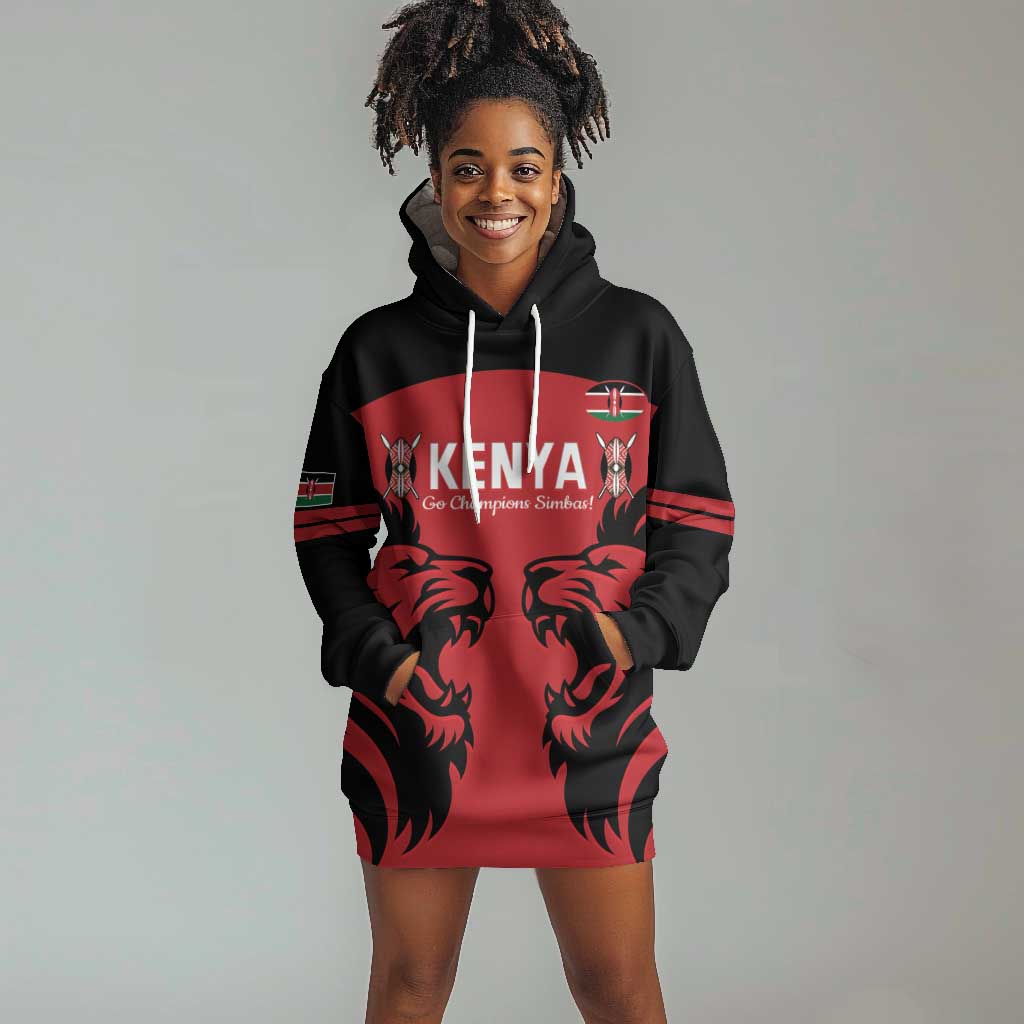 Custom Kenya Rugby Hoodie Dress 2024 Go Champions Simbas - Red LT14