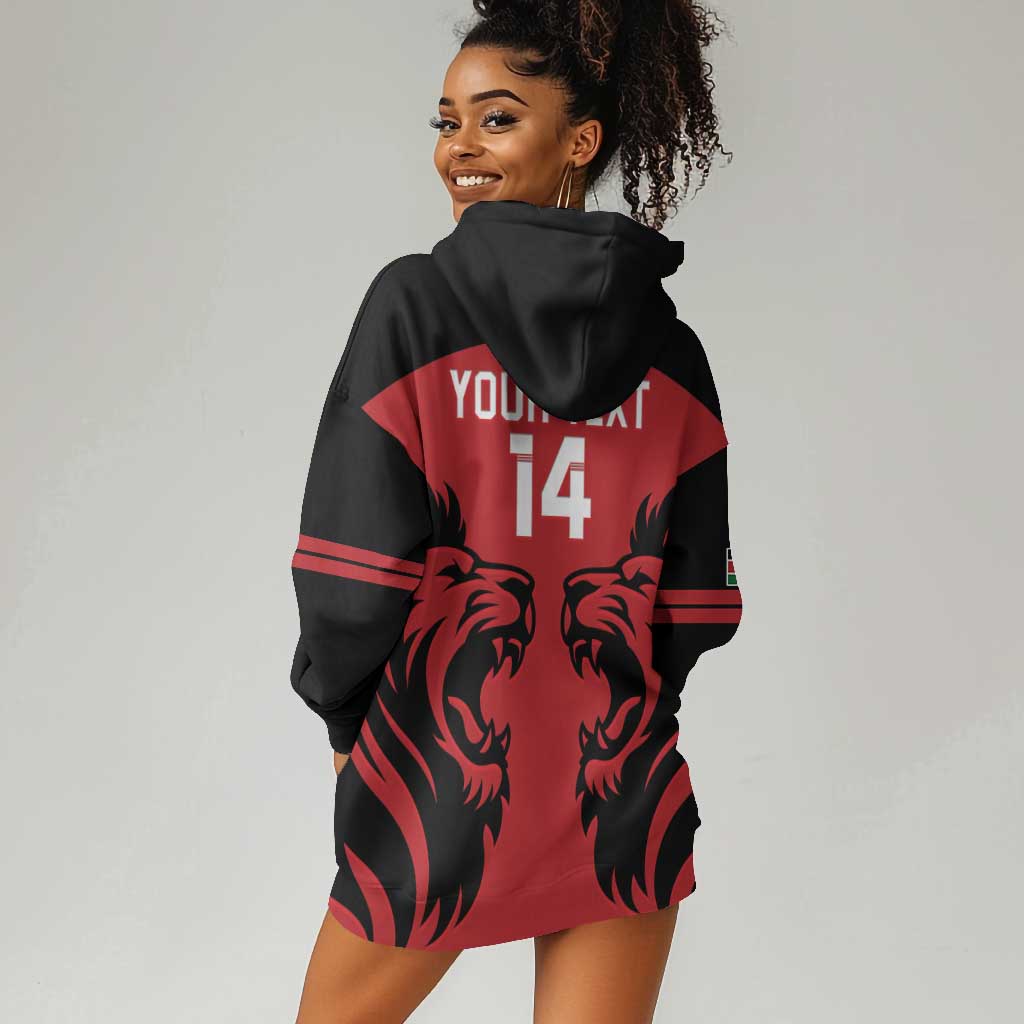 Custom Kenya Rugby Hoodie Dress 2024 Go Champions Simbas - Red LT14