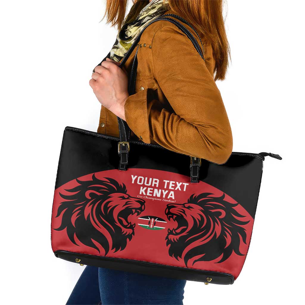 Custom Kenya Rugby Leather Tote Bag 2024 Go Champions Simbas - Red LT14
