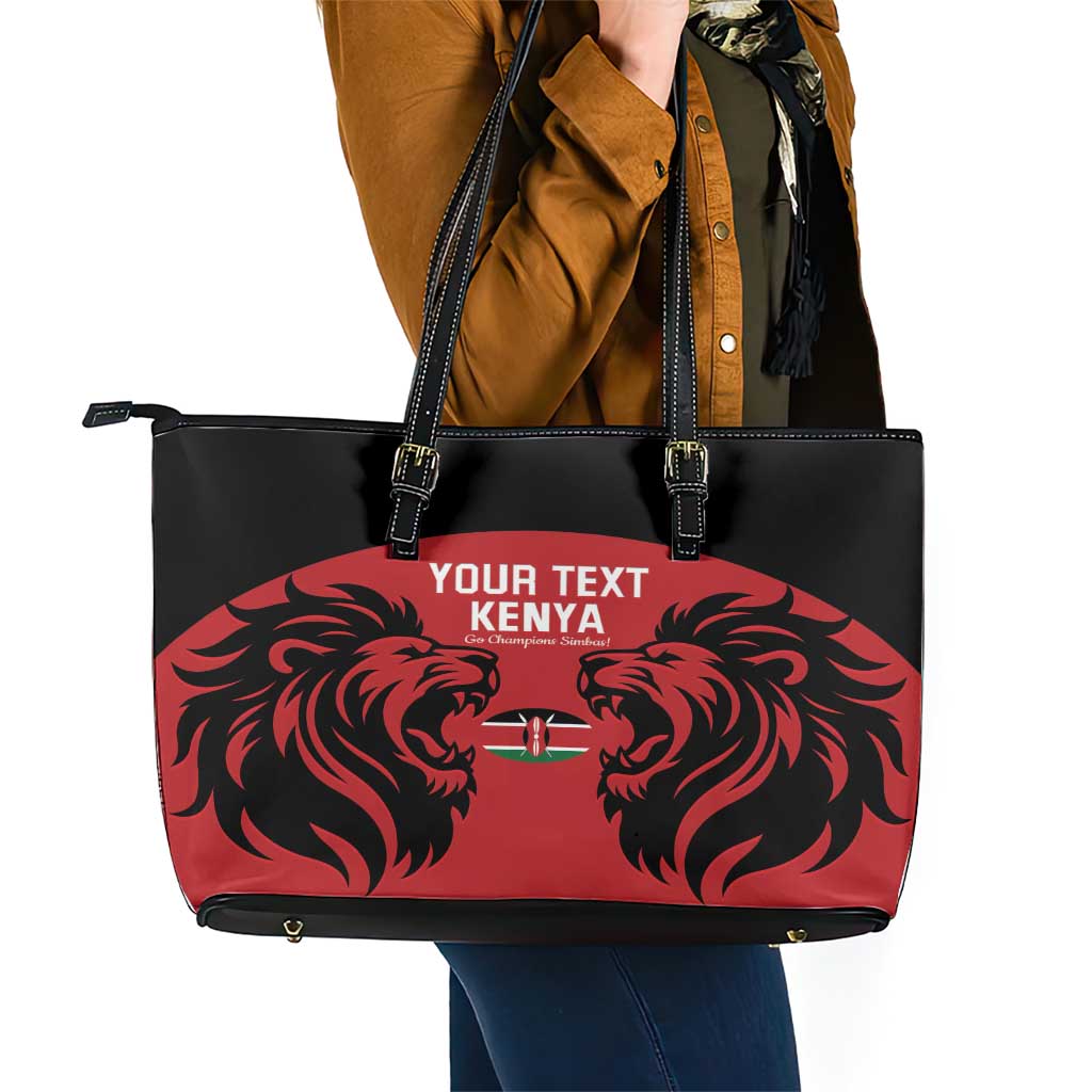 Custom Kenya Rugby Leather Tote Bag 2024 Go Champions Simbas - Red LT14