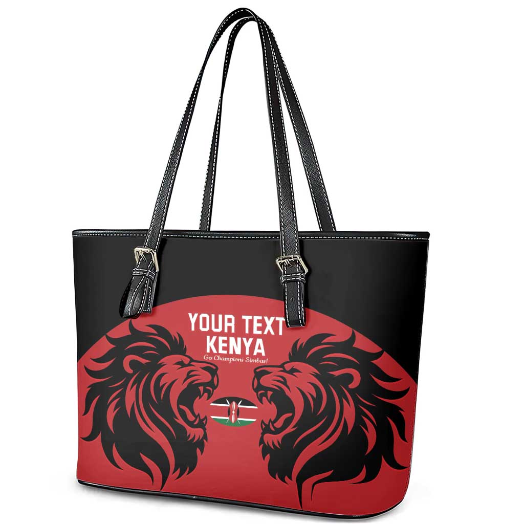 Custom Kenya Rugby Leather Tote Bag 2024 Go Champions Simbas - Red LT14