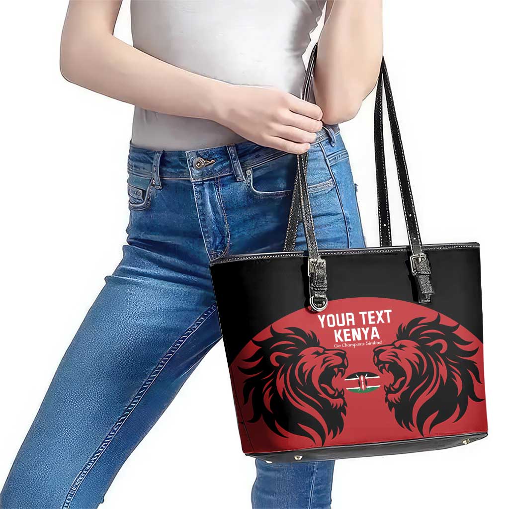 Custom Kenya Rugby Leather Tote Bag 2024 Go Champions Simbas - Red LT14