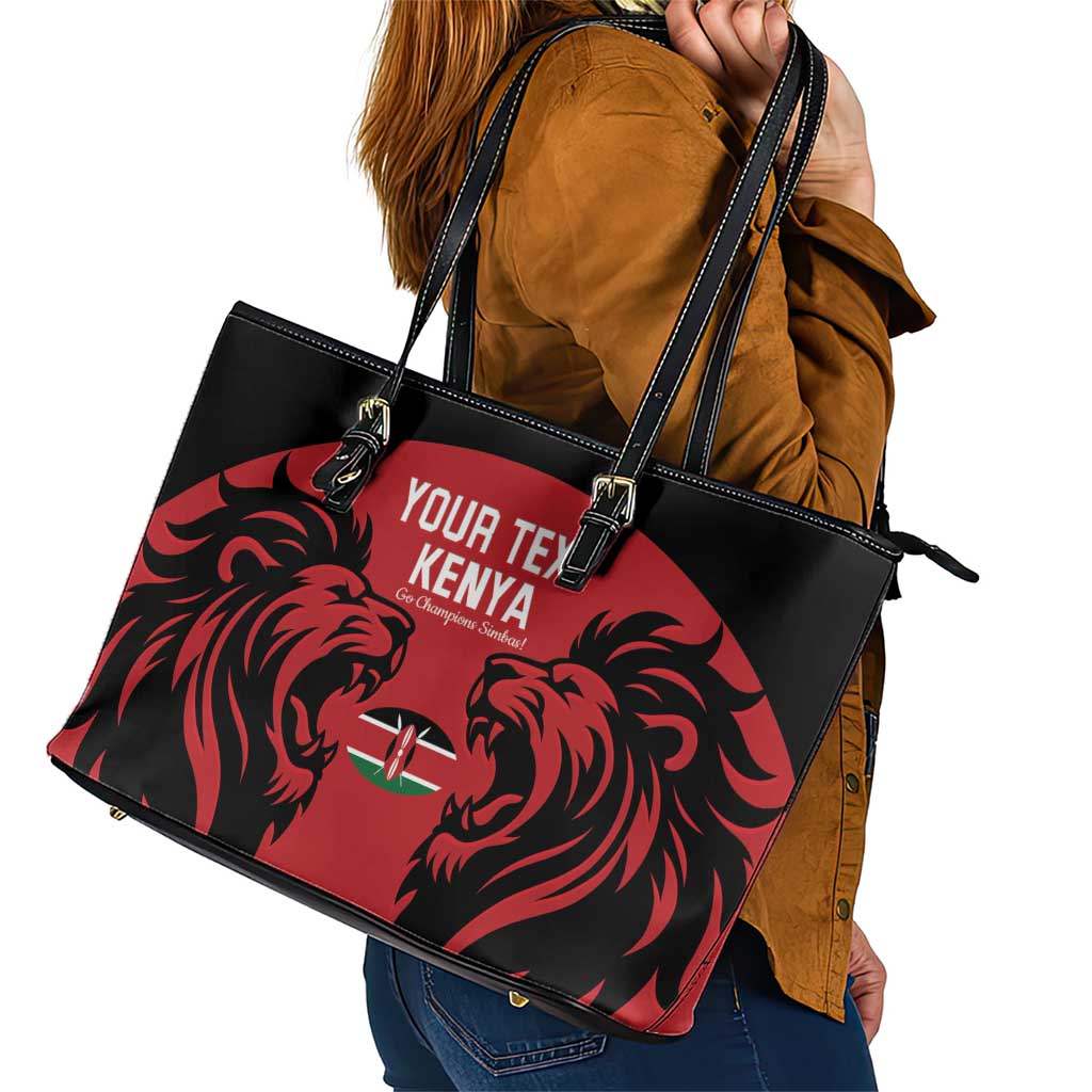 Custom Kenya Rugby Leather Tote Bag 2024 Go Champions Simbas - Red LT14