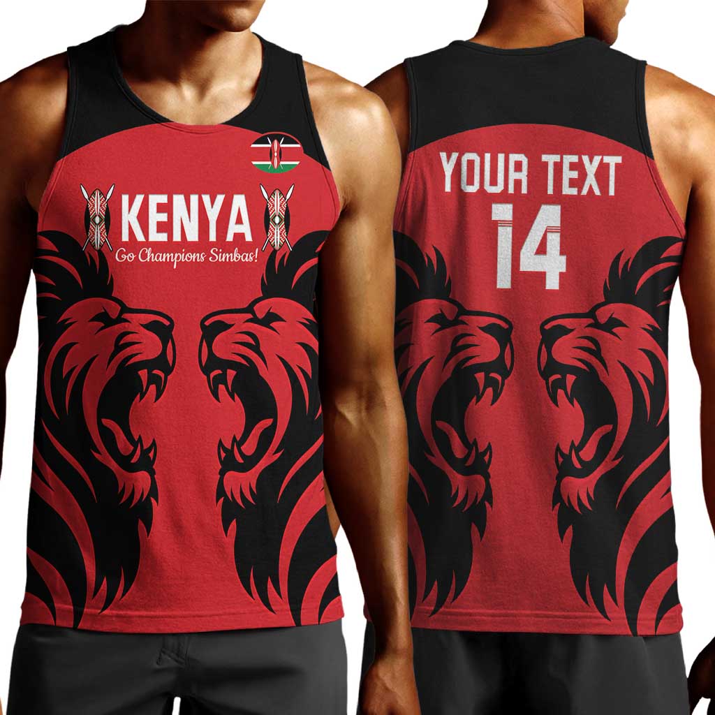 Custom Kenya Rugby Men Tank Top 2024 Go Champions Simbas - Red LT14