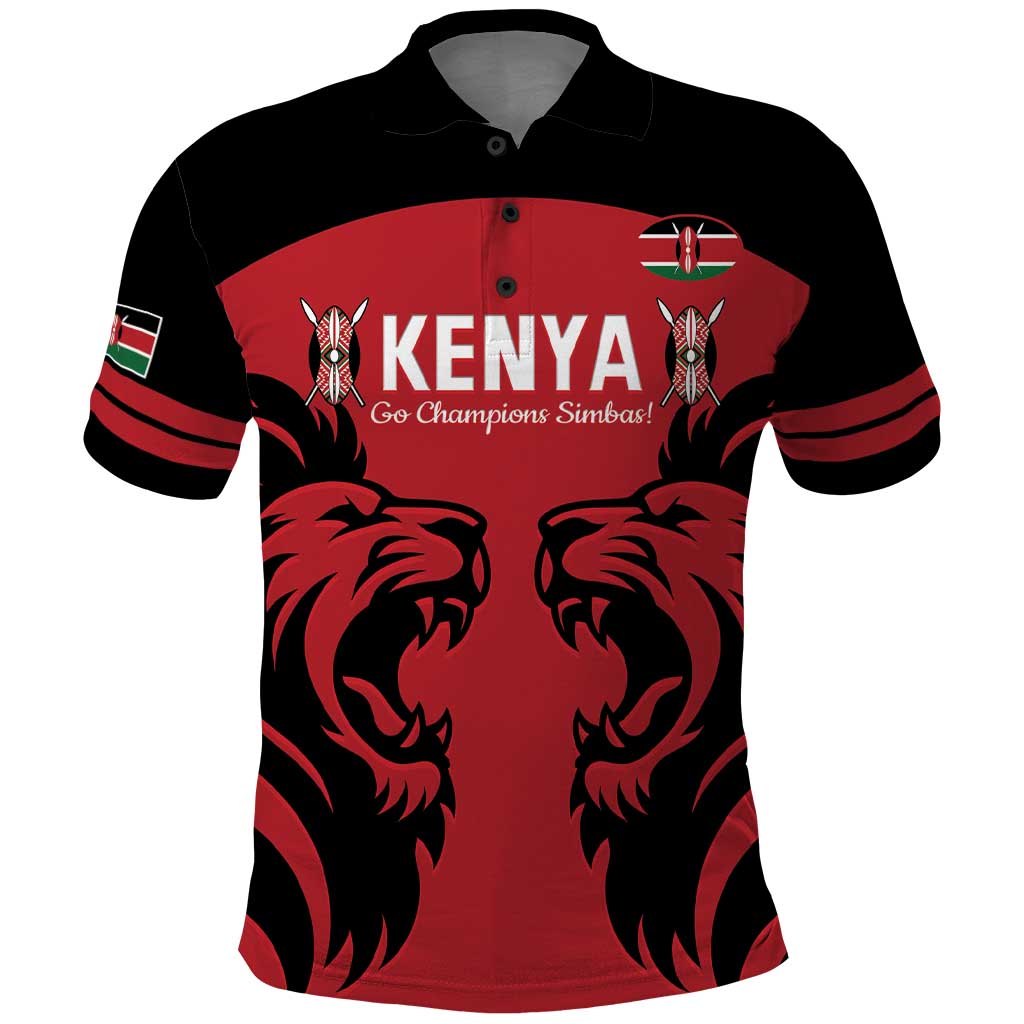 Custom Kenya Rugby Polo Shirt 2024 Go Champions Simbas - Red LT14