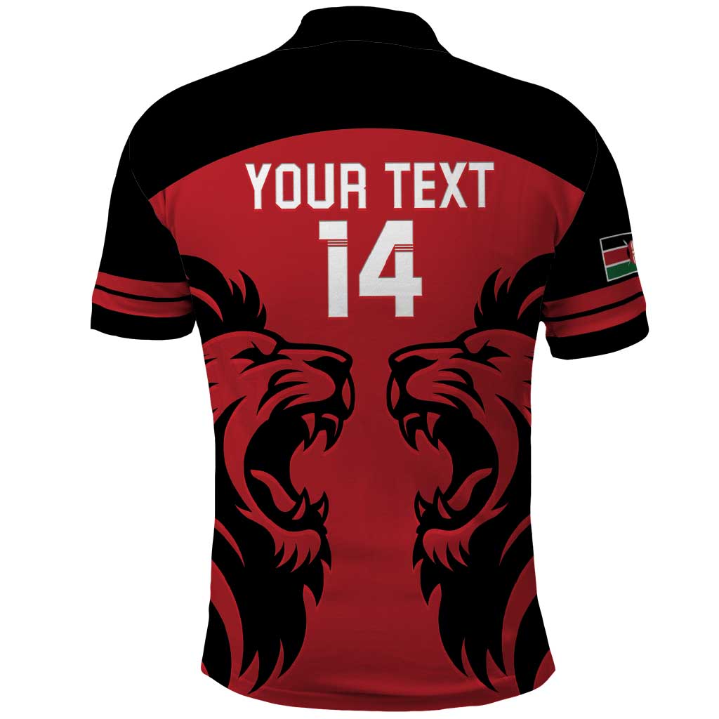 Custom Kenya Rugby Polo Shirt 2024 Go Champions Simbas - Red LT14