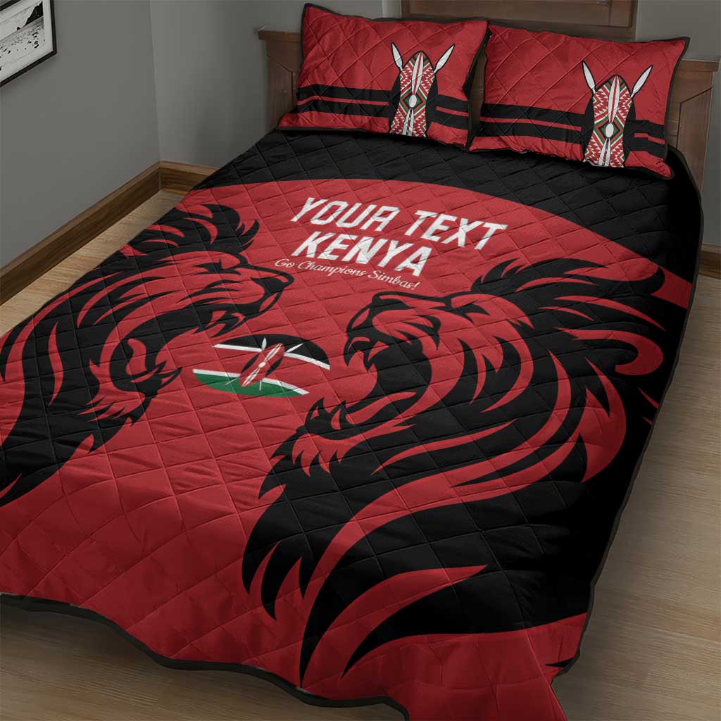 Custom Kenya Rugby Quilt Bed Set 2024 Go Champions Simbas - Red LT14