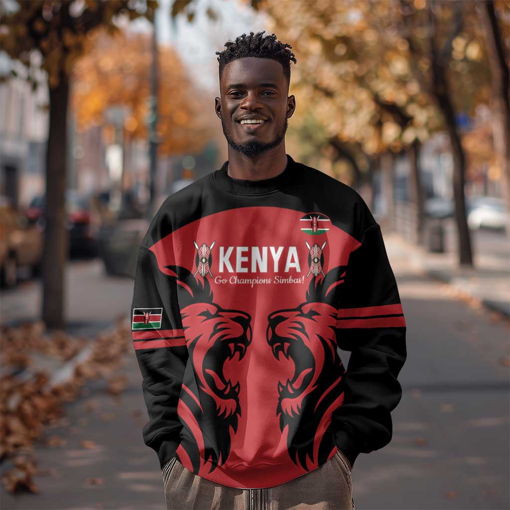 Custom Kenya Rugby Sweatshirt 2024 Go Champions Simbas - Red LT14