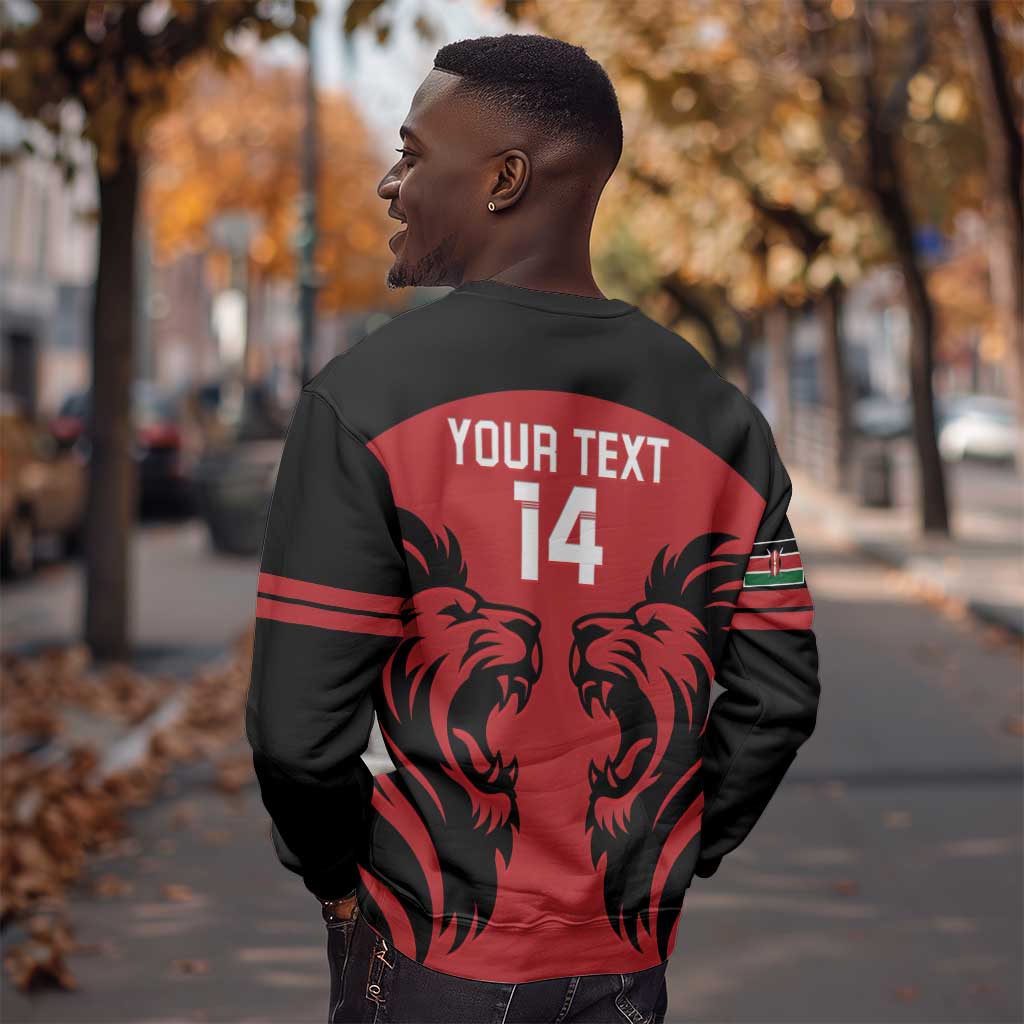 Custom Kenya Rugby Sweatshirt 2024 Go Champions Simbas - Red LT14