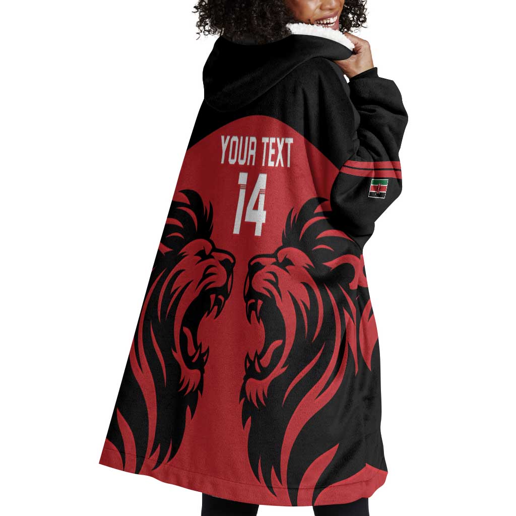 Custom Kenya Rugby Wearable Blanket Hoodie 2024 Go Champions Simbas - Red LT14