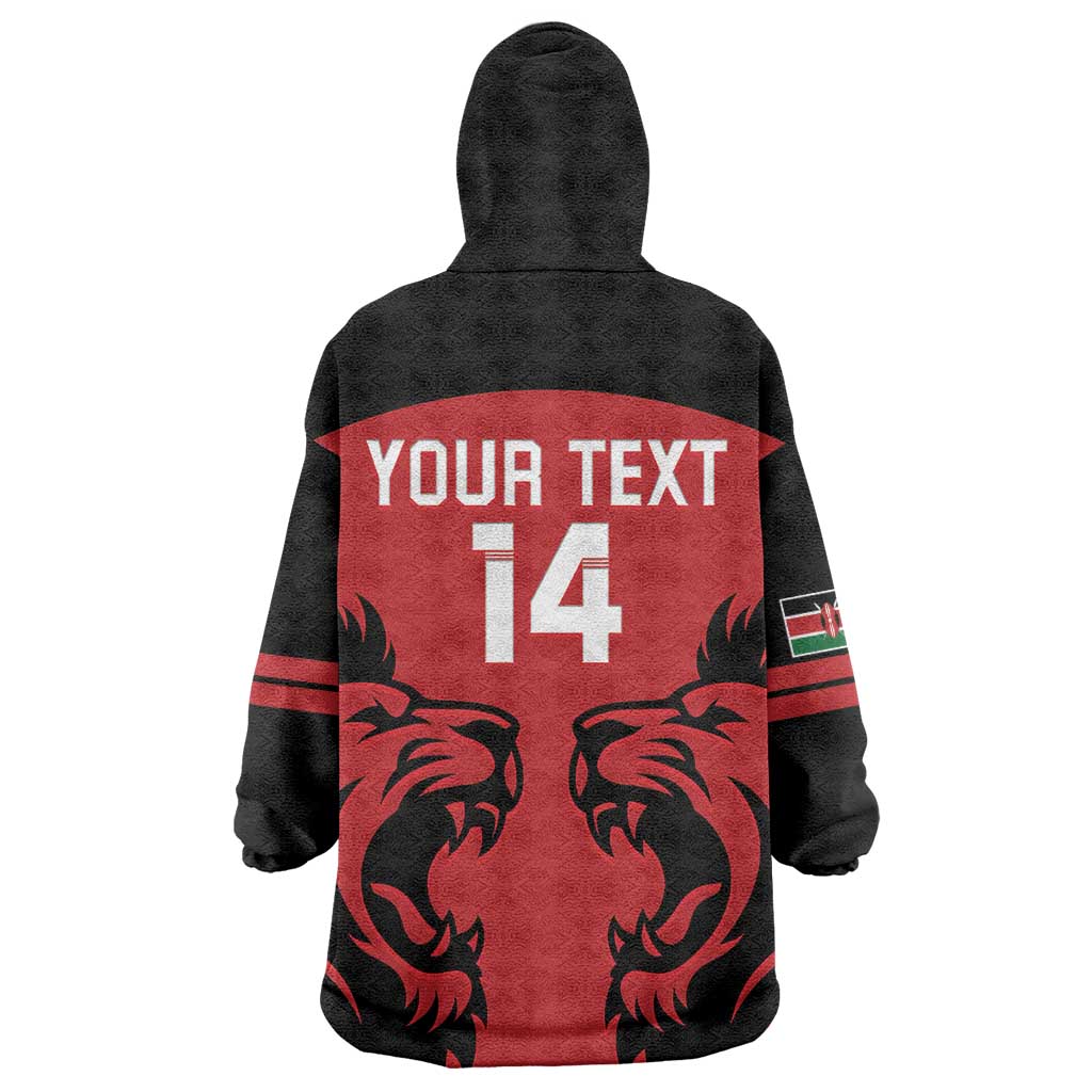 Custom Kenya Rugby Wearable Blanket Hoodie 2024 Go Champions Simbas - Red LT14