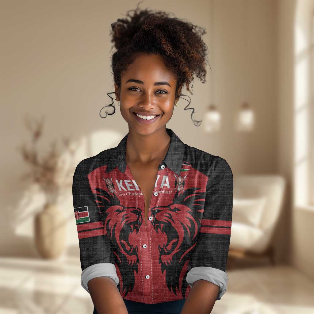 Custom Kenya Rugby Women Casual Shirt 2024 Go Champions Simbas - Red LT14