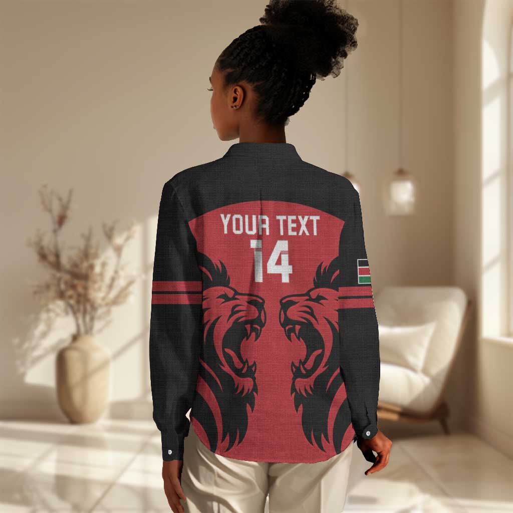 Custom Kenya Rugby Women Casual Shirt 2024 Go Champions Simbas - Red LT14