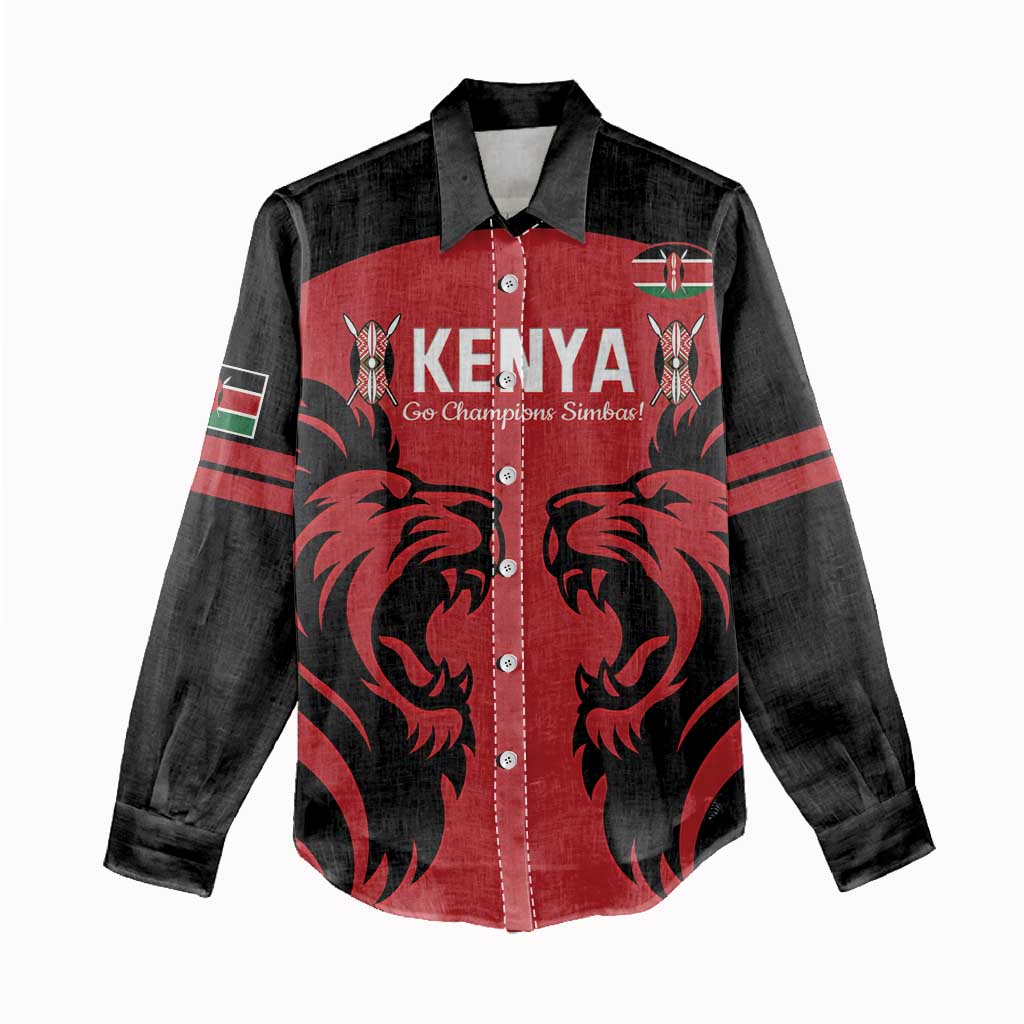 Custom Kenya Rugby Women Casual Shirt 2024 Go Champions Simbas - Red LT14