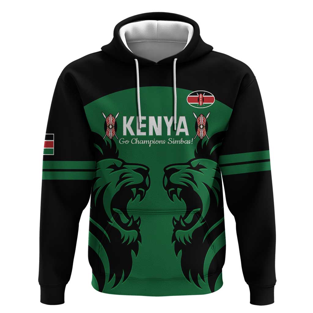 Custom Kenya Rugby Hoodie 2024 Go Champions Simbas - Green LT14