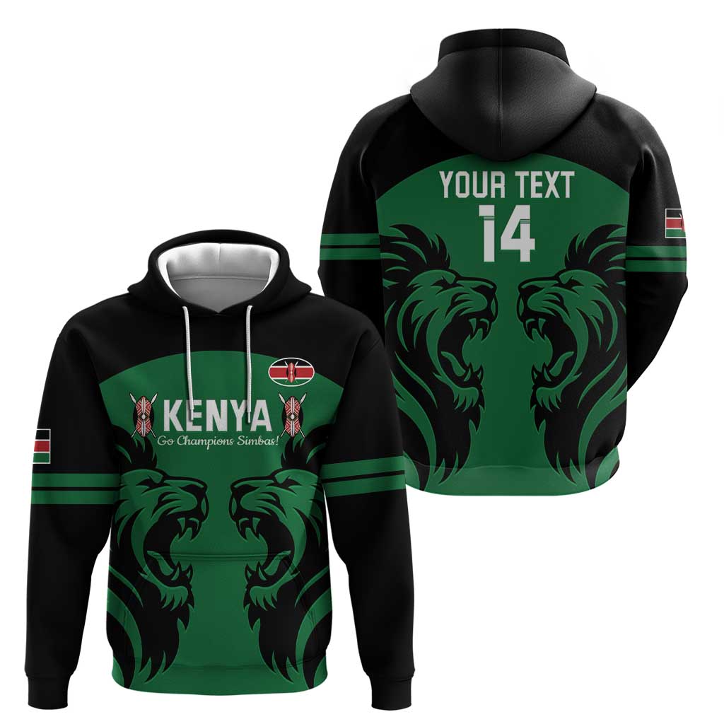 Custom Kenya Rugby Hoodie 2024 Go Champions Simbas - Green LT14