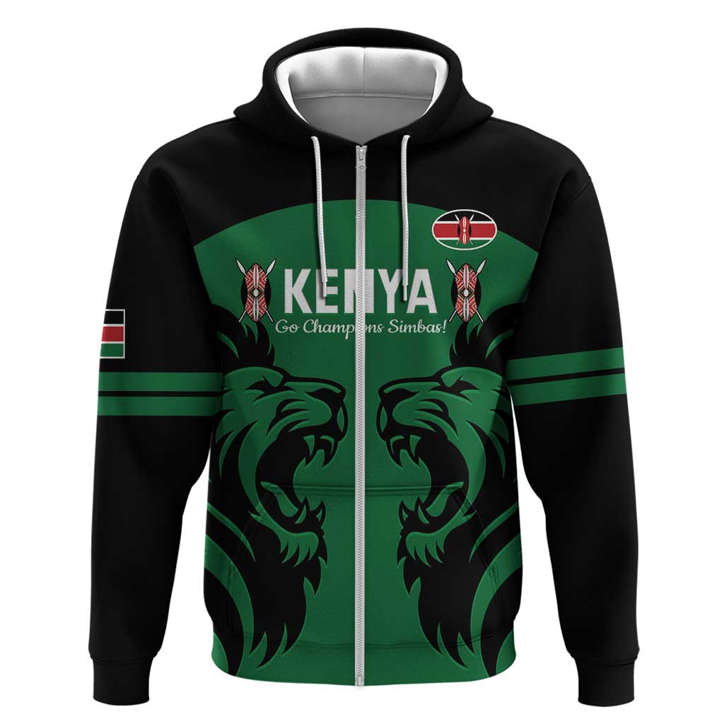Custom Kenya Rugby Hoodie 2024 Go Champions Simbas - Green LT14