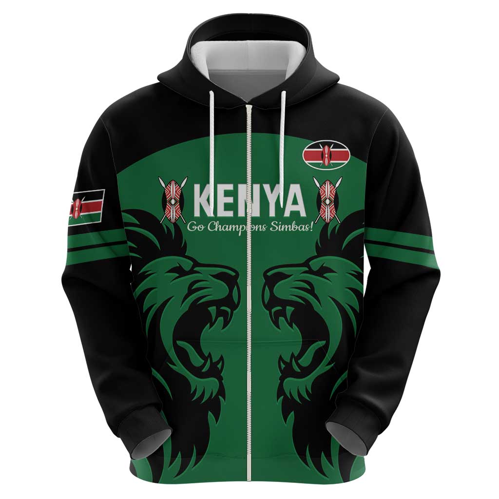 Custom Kenya Rugby Hoodie 2024 Go Champions Simbas - Green LT14