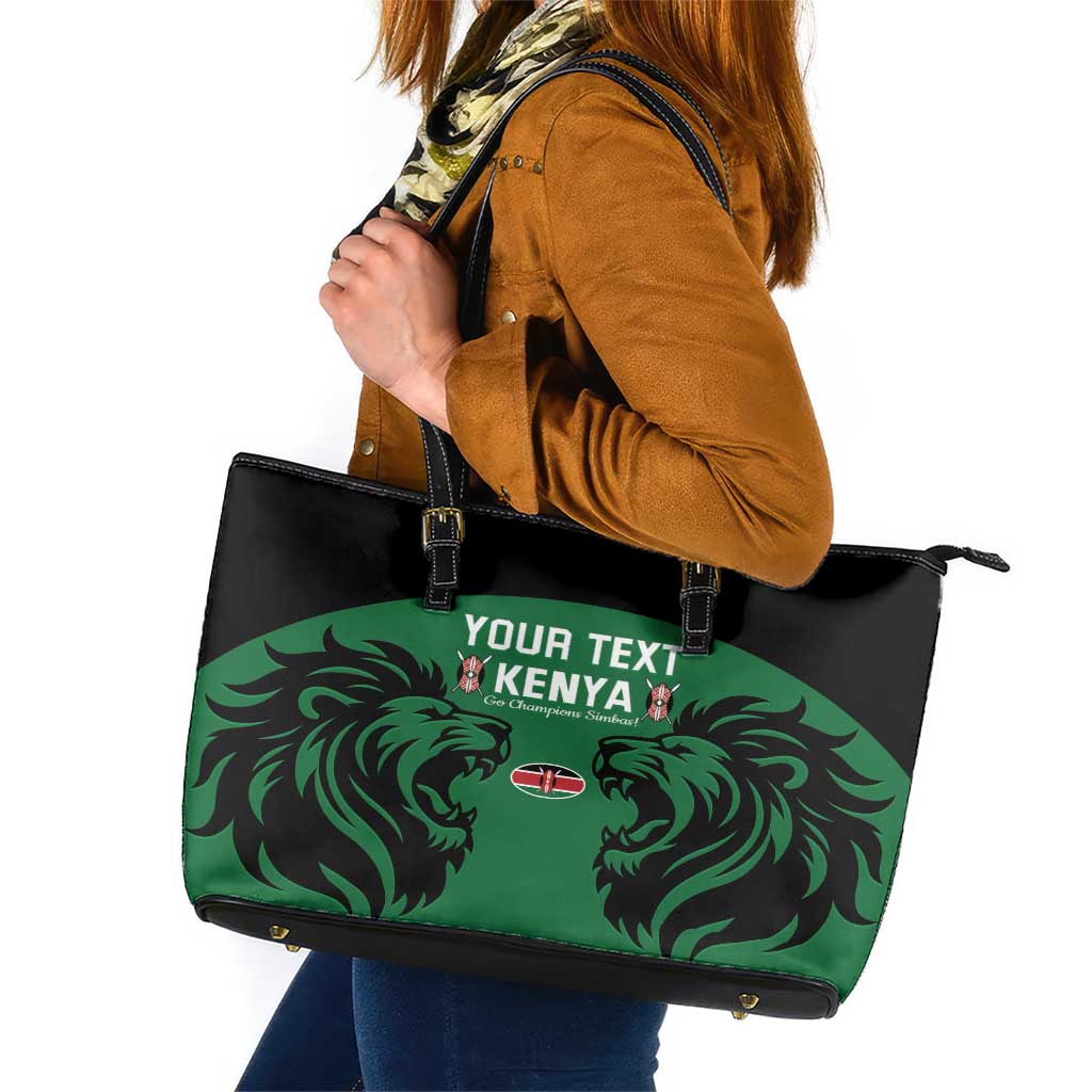 Custom Kenya Rugby Leather Tote Bag 2024 Go Champions Simbas - Green LT14