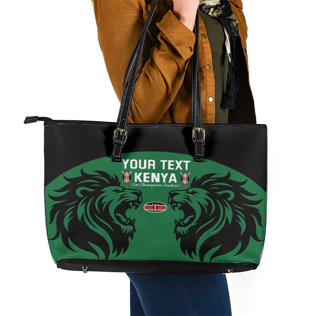 Custom Kenya Rugby Leather Tote Bag 2024 Go Champions Simbas - Green LT14