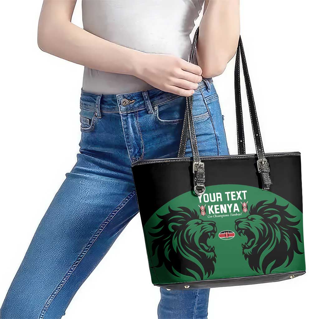Custom Kenya Rugby Leather Tote Bag 2024 Go Champions Simbas - Green LT14