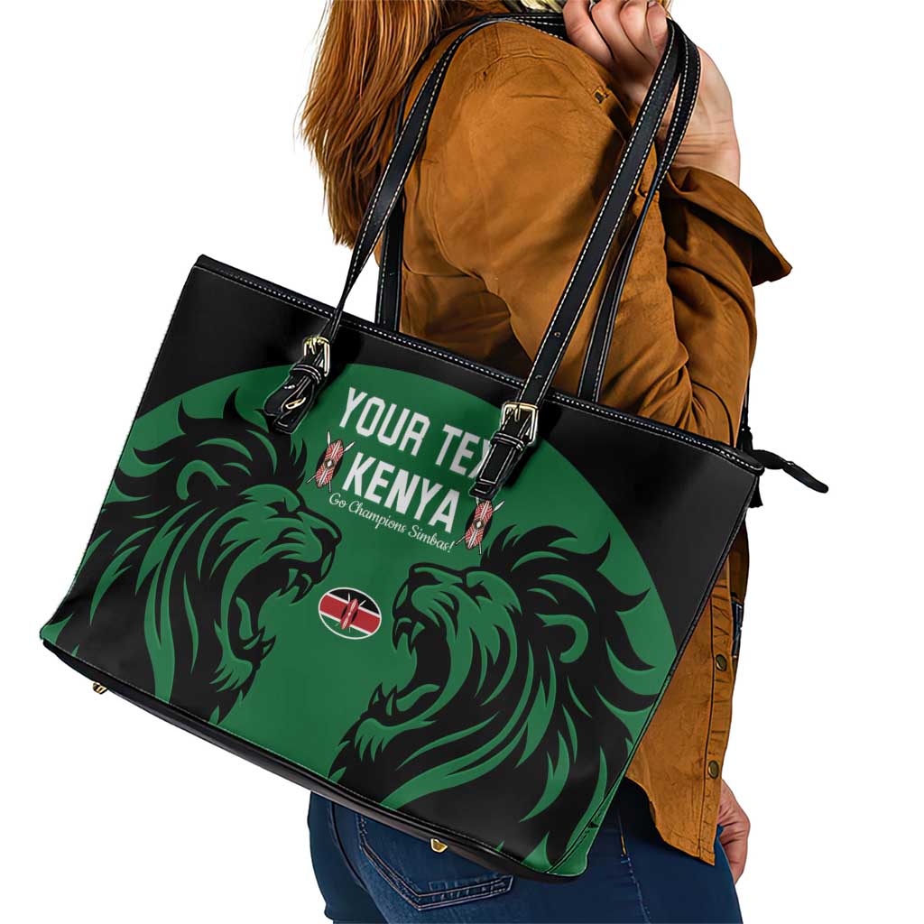 Custom Kenya Rugby Leather Tote Bag 2024 Go Champions Simbas - Green LT14