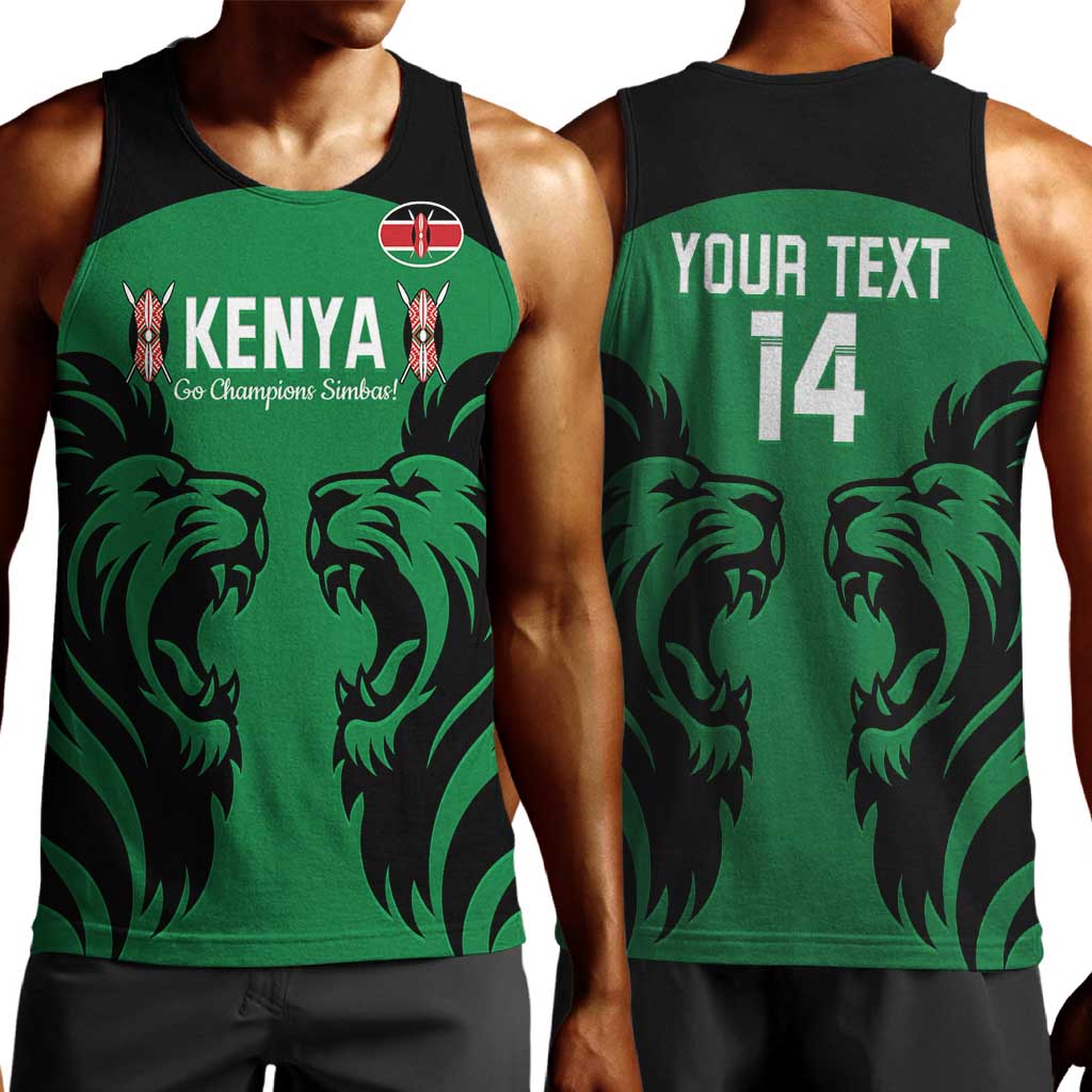 Custom Kenya Rugby Men Tank Top 2024 Go Champions Simbas - Green LT14