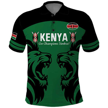 Custom Kenya Rugby Polo Shirt 2024 Go Champions Simbas - Green LT14