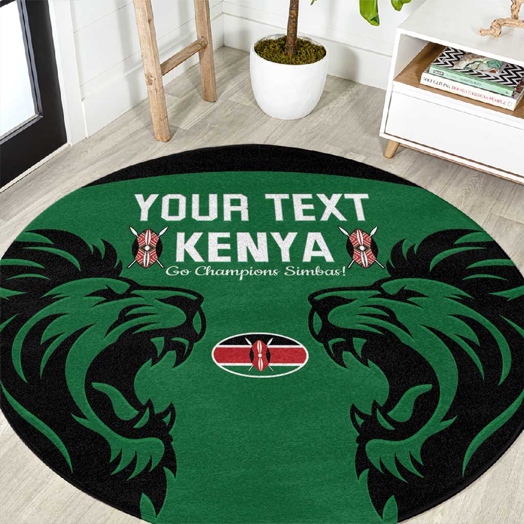Custom Kenya Rugby Round Carpet 2024 Go Champions Simbas - Green LT14