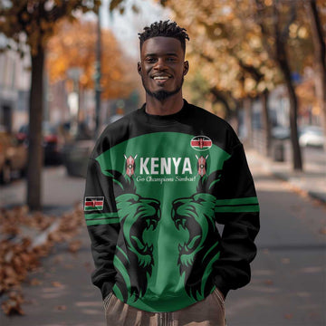Custom Kenya Rugby Sweatshirt 2024 Go Champions Simbas - Green LT14