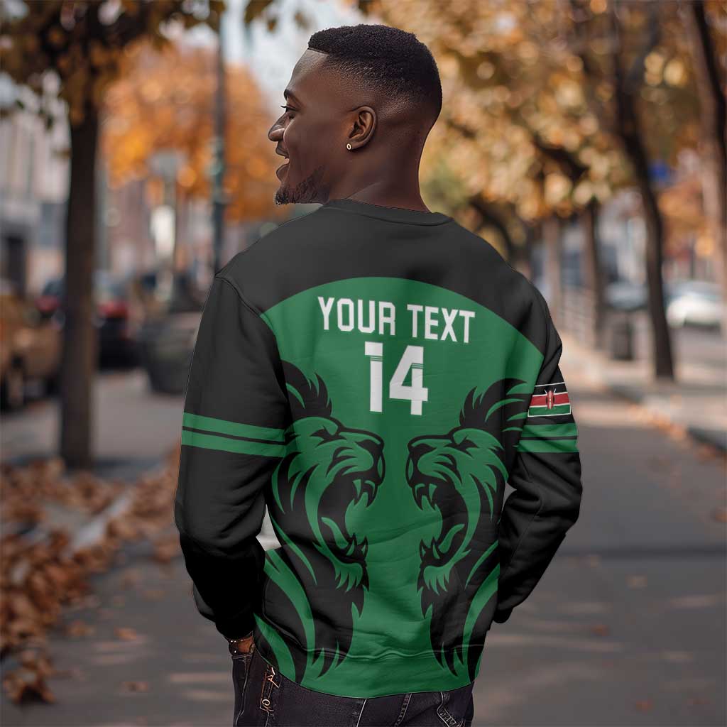 Custom Kenya Rugby Sweatshirt 2024 Go Champions Simbas - Green LT14