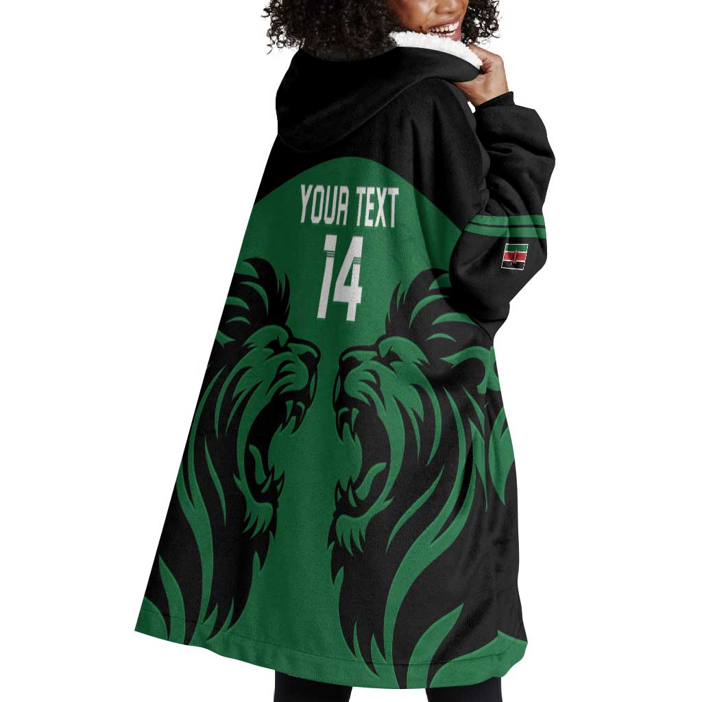 Custom Kenya Rugby Wearable Blanket Hoodie 2024 Go Champions Simbas - Green LT14