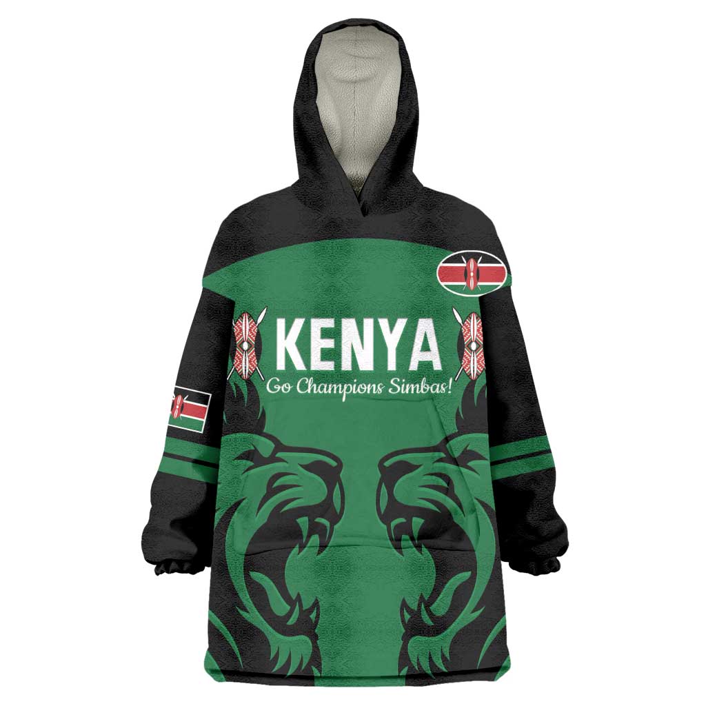 Custom Kenya Rugby Wearable Blanket Hoodie 2024 Go Champions Simbas - Green LT14