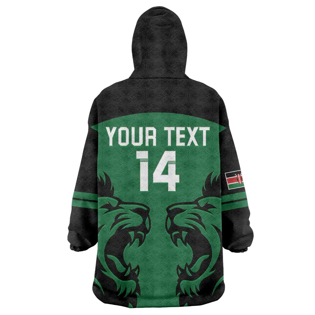 Custom Kenya Rugby Wearable Blanket Hoodie 2024 Go Champions Simbas - Green LT14