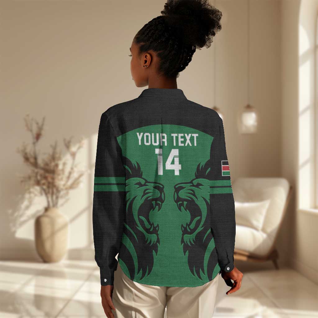 Custom Kenya Rugby Women Casual Shirt 2024 Go Champions Simbas - Green LT14