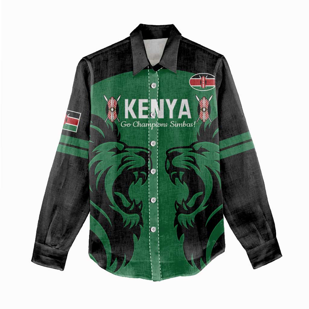 Custom Kenya Rugby Women Casual Shirt 2024 Go Champions Simbas - Green LT14
