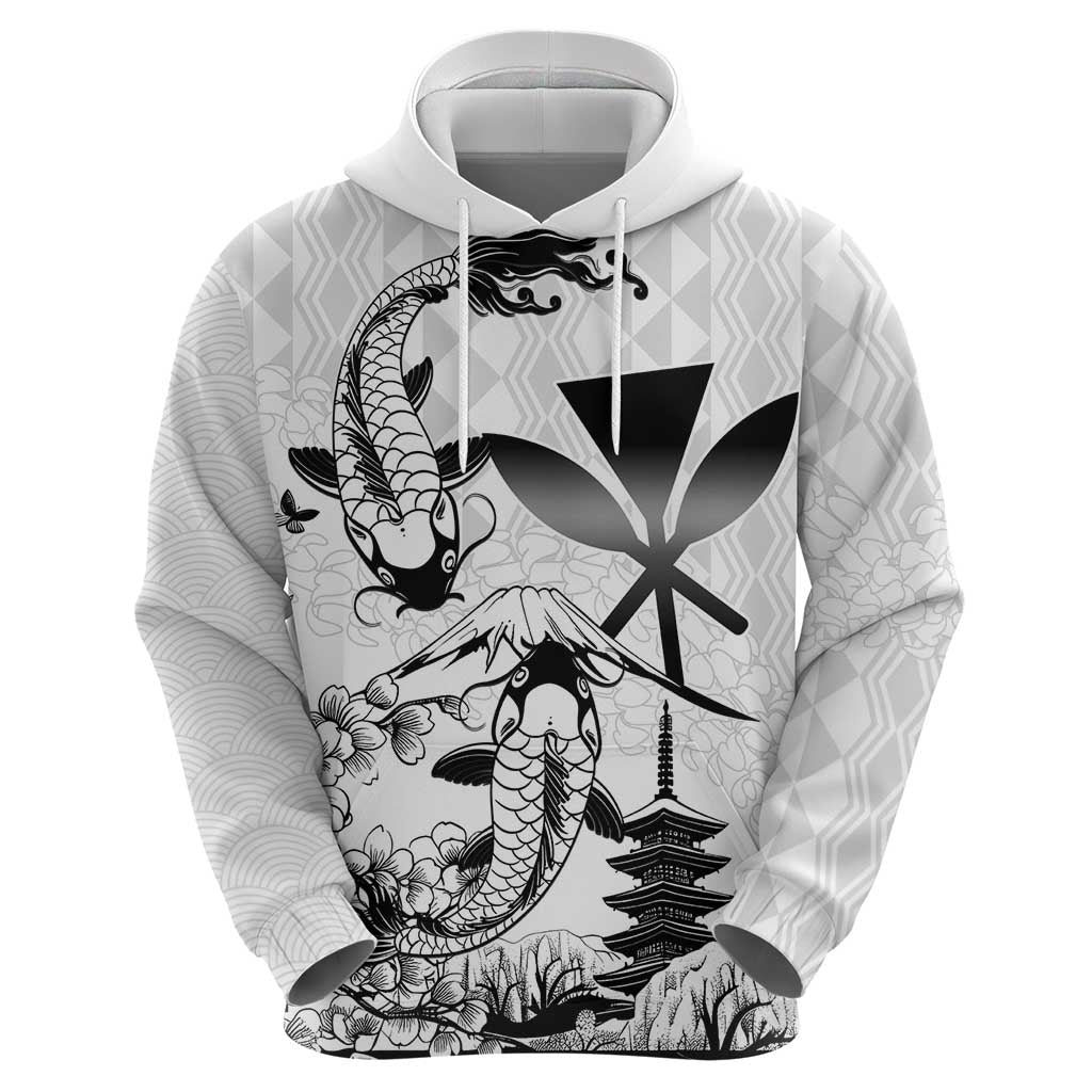 Japan And Hawaii Hoodie Sakura Koi Fish Hawaiian Lei Kanaka LT14