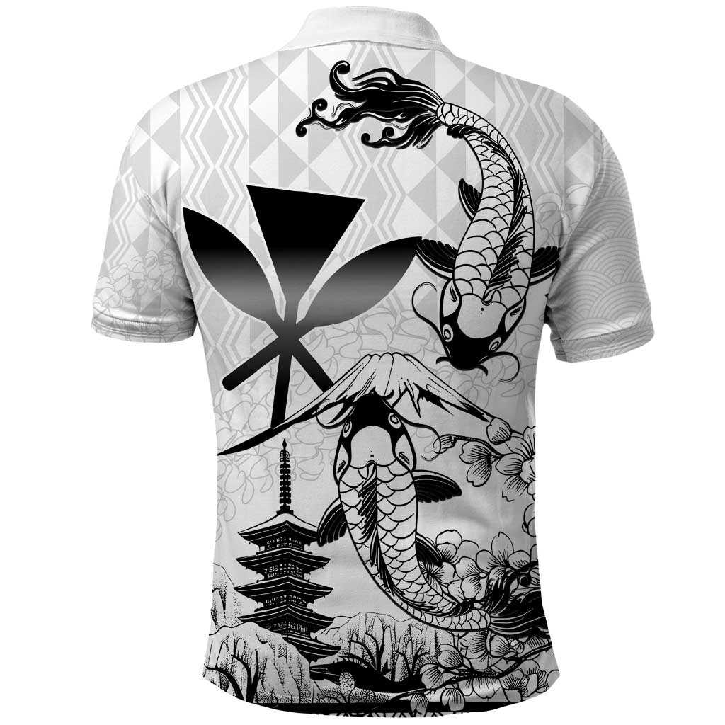 Japan And Hawaii Polo Shirt Sakura Koi Fish Hawaiian Lei Kanaka LT14