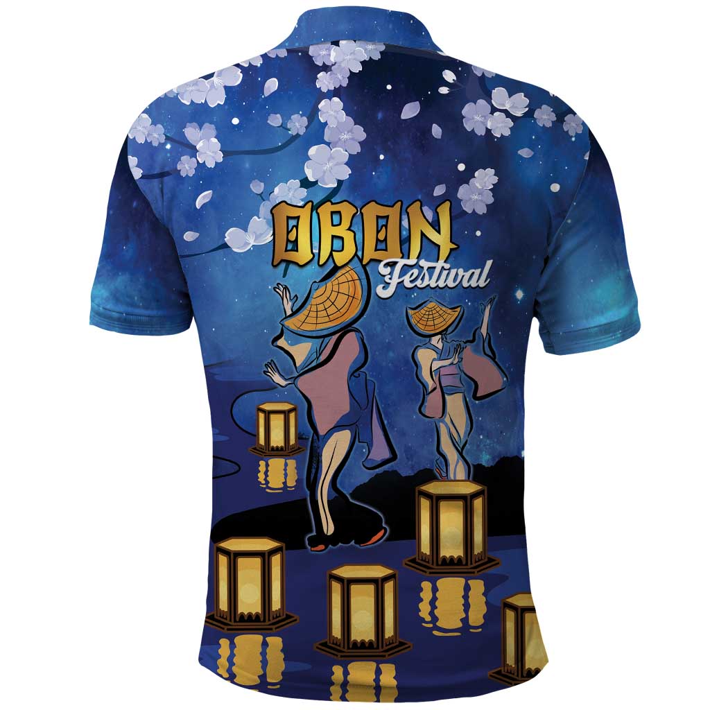 Japan Obon Festival Polo Shirt Sakura Lanterns With Bon Dance LT14