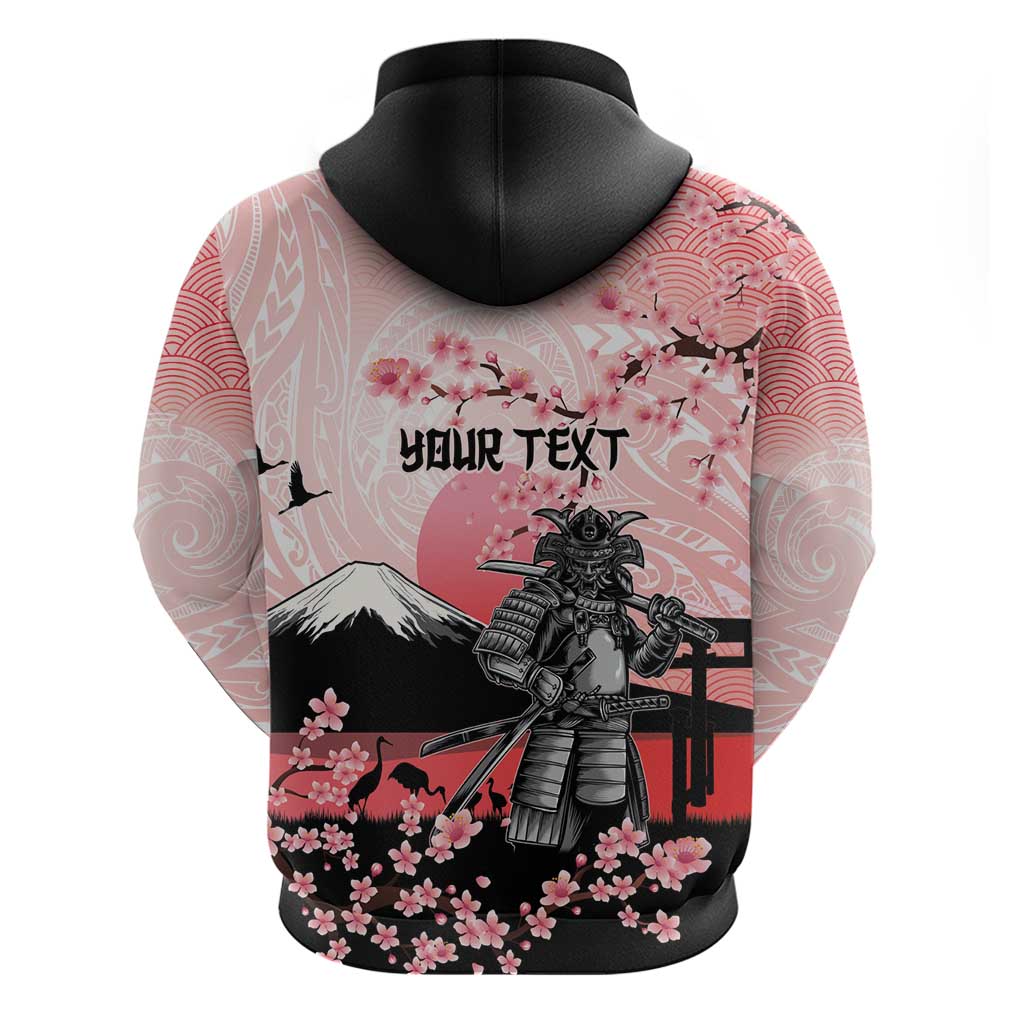 Personalised Japan Samurai Warrior Hoodie Japanese Cherry Blossom Polynesian Pattern LT14