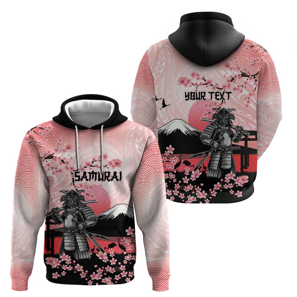 Personalised Japan Samurai Warrior Hoodie Japanese Cherry Blossom Polynesian Pattern LT14
