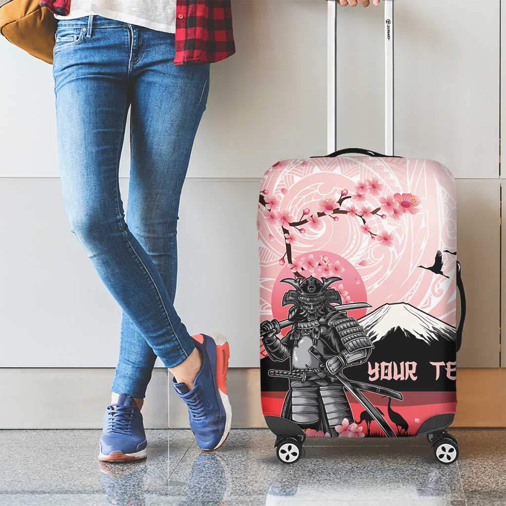 Personalised Japan Samurai Warrior Luggage Cover Japanese Cherry Blossom Polynesian Pattern LT14