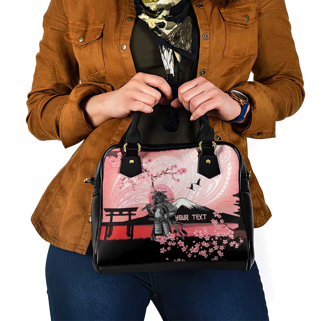 Personalised Japan Samurai Warrior Shoulder Handbag Japanese Cherry Blossom Polynesian Pattern LT14