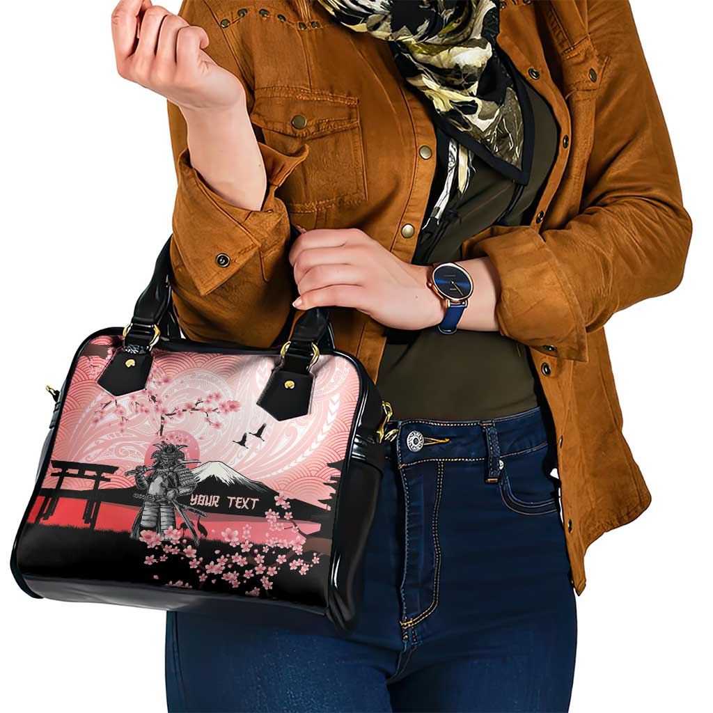 Personalised Japan Samurai Warrior Shoulder Handbag Japanese Cherry Blossom Polynesian Pattern LT14