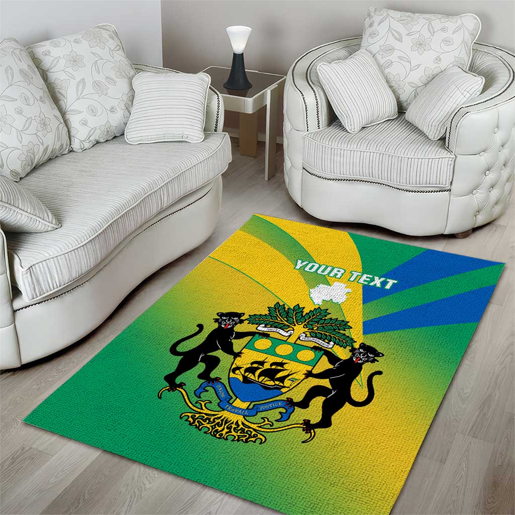 Presonalised Gabon Area Rug Coat Of Arms With Flag Gradient Style LT14