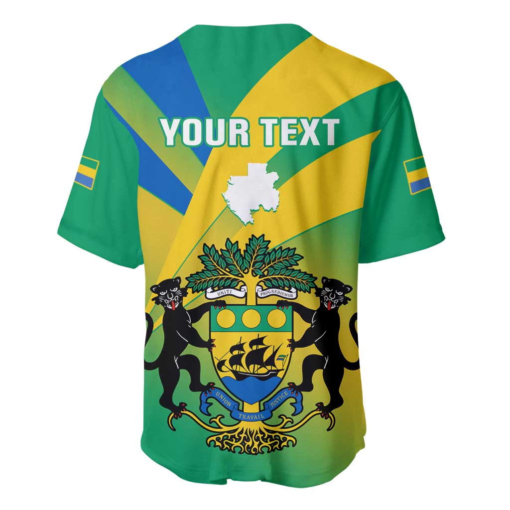 Presonalised Gabon Baseball Jersey Coat Of Arms With Flag Gradient Style LT14