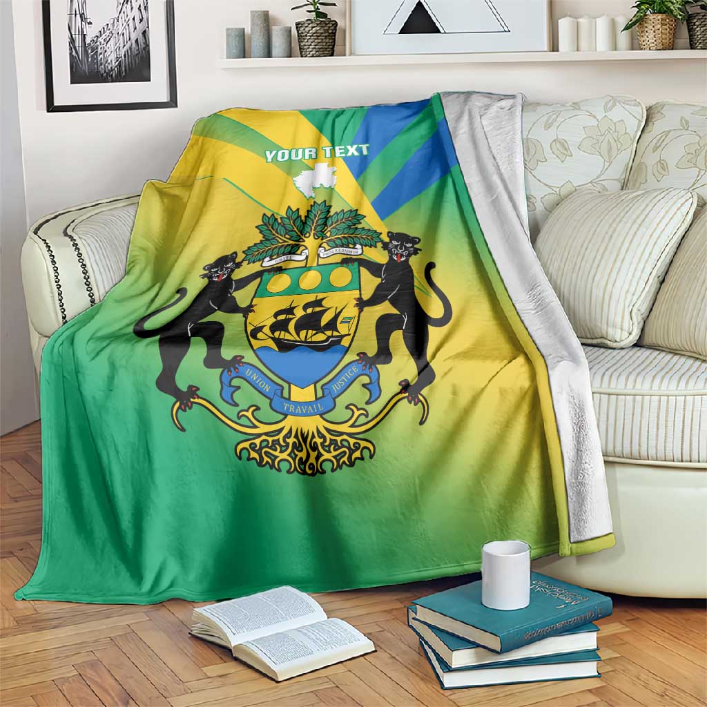Presonalised Gabon Blanket Coat Of Arms With Flag Gradient Style LT14