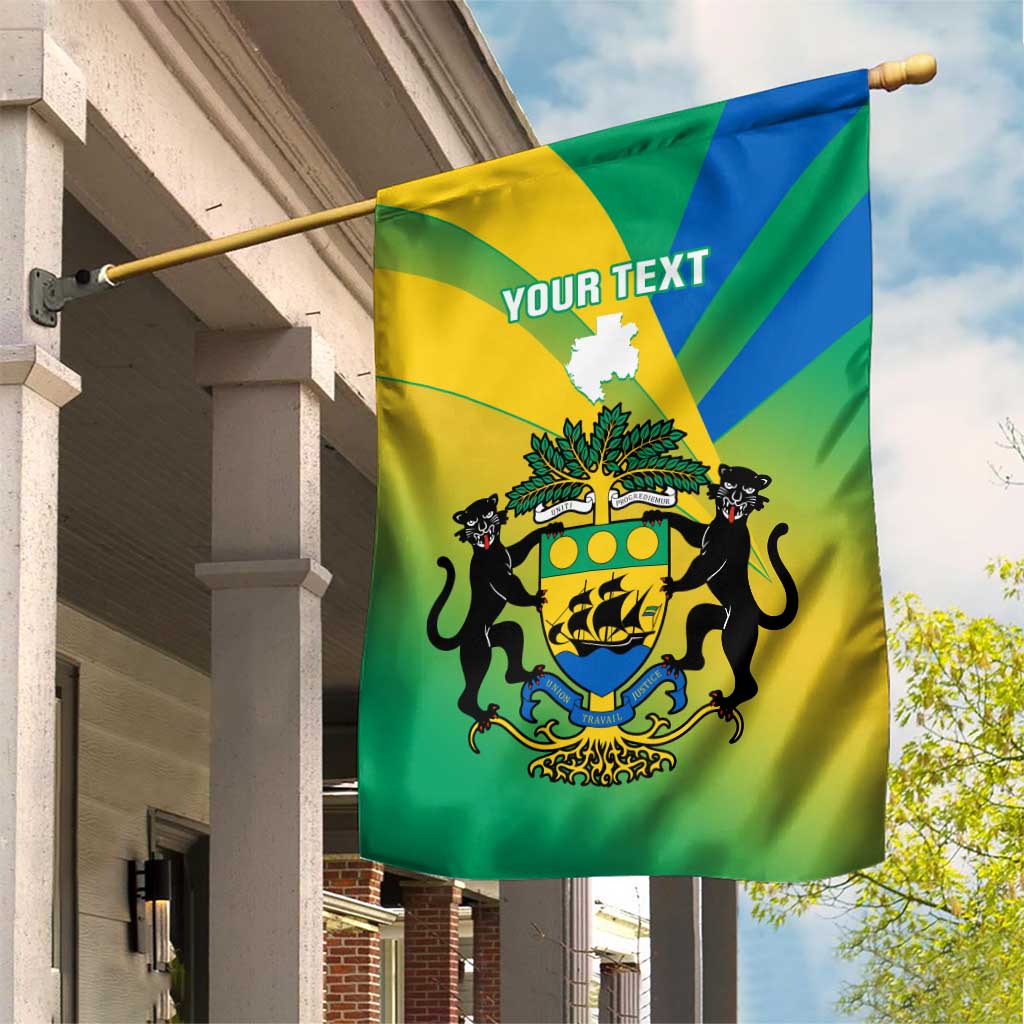 Presonalised Gabon Garden Flag Coat Of Arms With Flag Gradient Style LT14