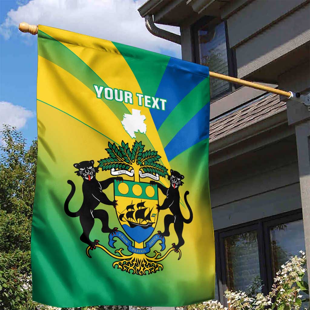 Presonalised Gabon Garden Flag Coat Of Arms With Flag Gradient Style LT14